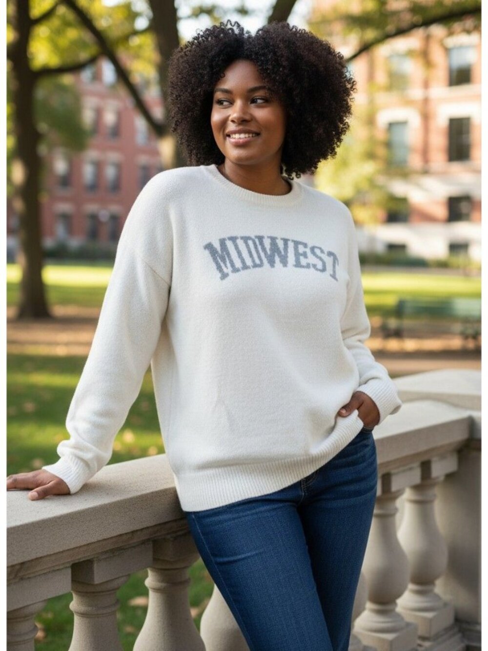 NWT Thread & Supply Midwest Cozy Crewneck Sweater Womens Large Off-White Soft Kn